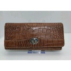 Mundi File Master Croco Wallet Clutch Organizer, Brown